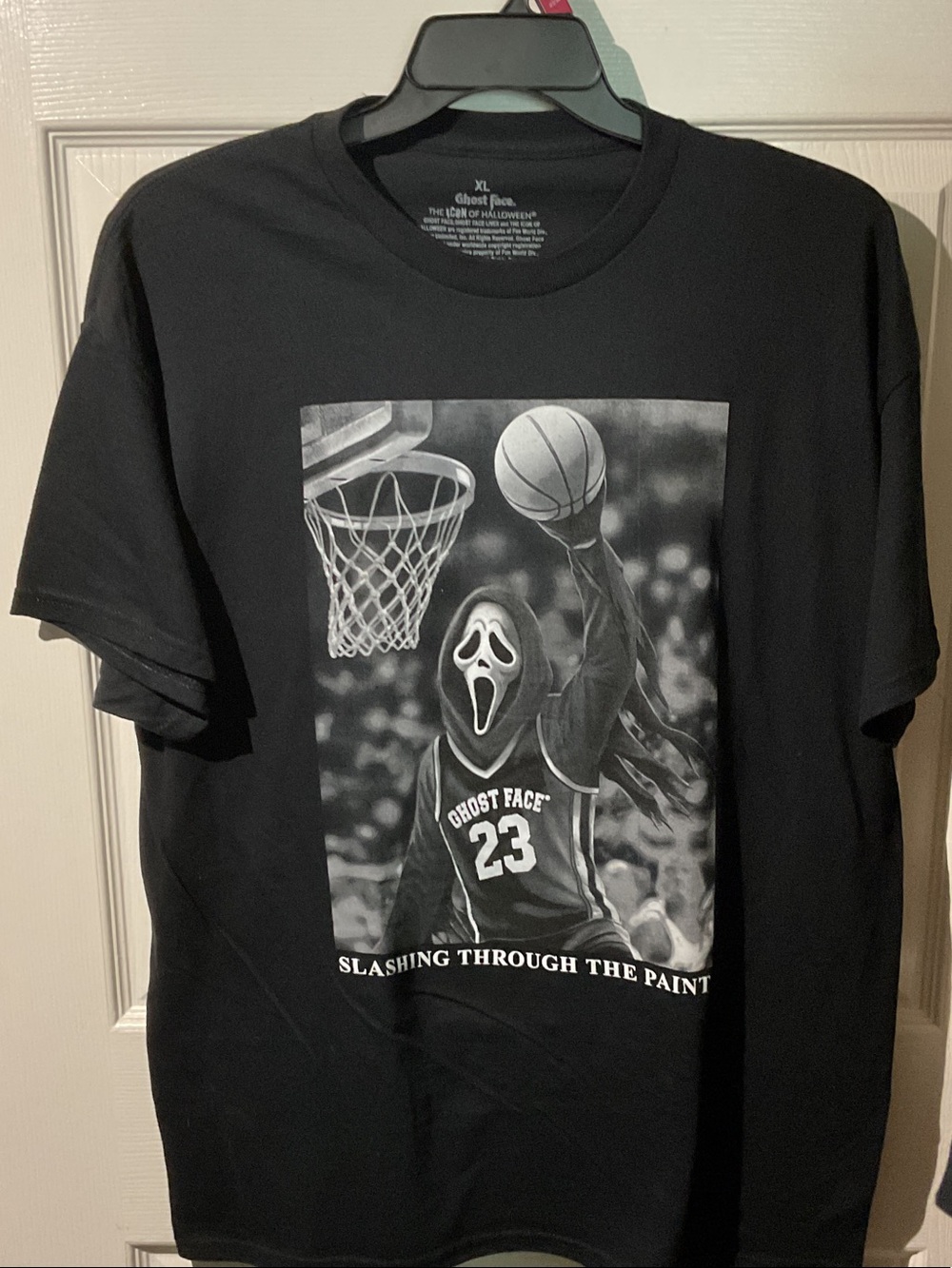 Ghost Face 'Slashing Through the Paint' Black Basketball Graphic Tee